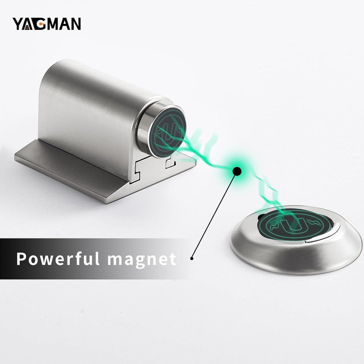 2 Pack Magnetic Door Stoppers Retractable Bottom of Door Holder No Drilling Mount Floor Door Stop