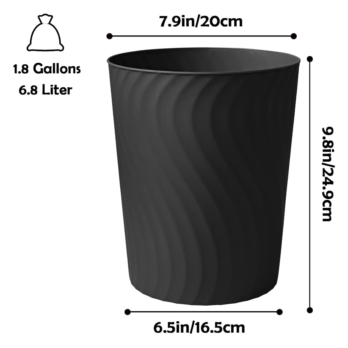 YGJT Small Trash Can, 3 Pack 1.8 Gallons Bathroom Trash Can, Slim Waste Basket, Round Garbage Can