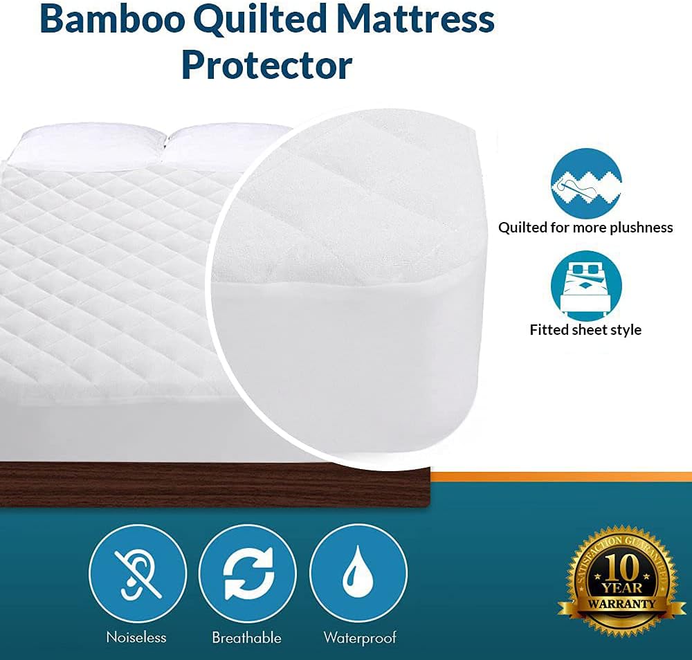Crib Mattress Protector 100% Waterproof, Noiseless – Viscose Made from Quilted Ultra Soft White