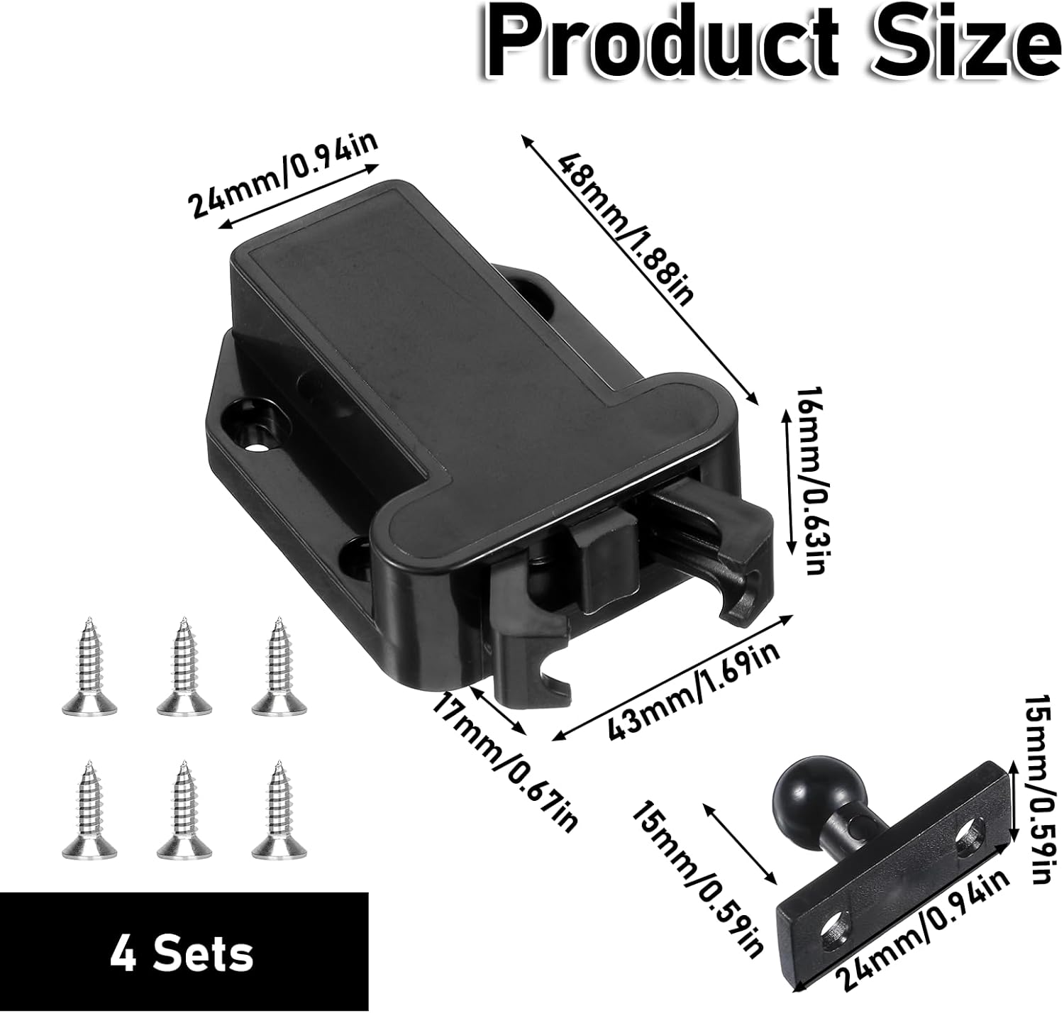 4Pack Push Latches for Cabinets, Push to Open Catch Lock,Safe Rebound Self-Locking Device Drawer