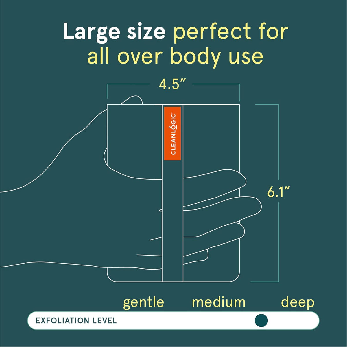 Cleanlogic Sport Exfoliating Body Scrubber, Large Exfoliator Tool for Athletes, Daily Skincare