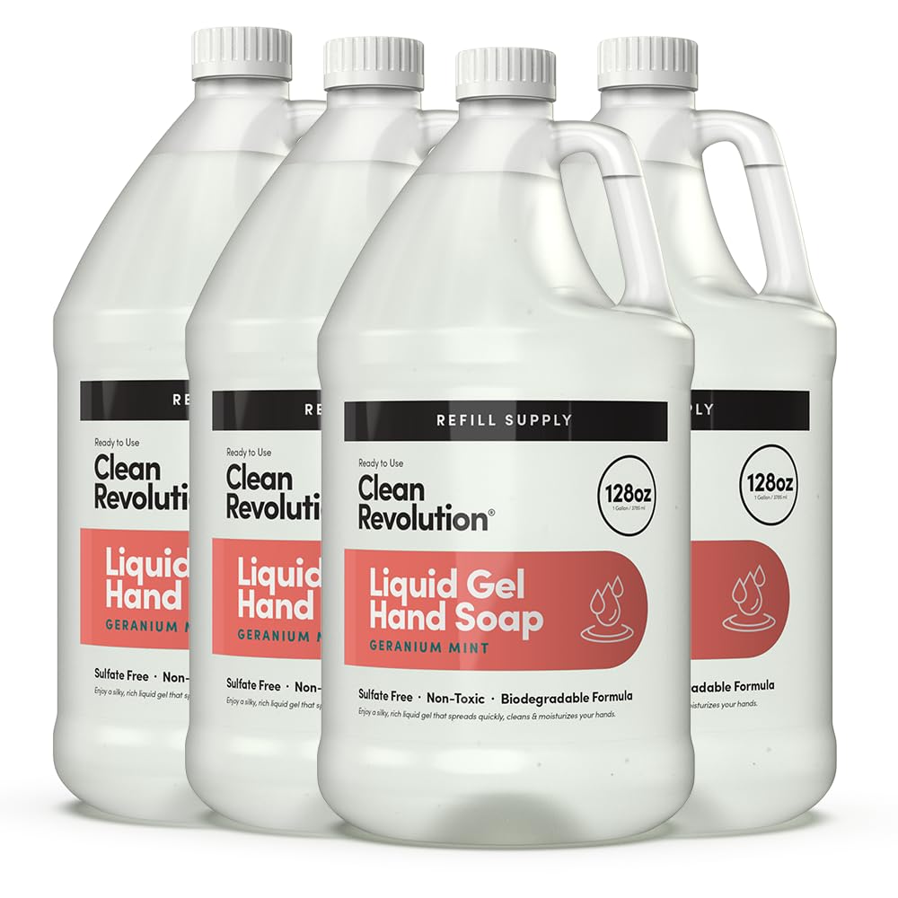 Clean Revolution Liquid Gel Hand Soap, Silky Rich Liquid, Quick Lather, Fast Rinsing, (Geramium