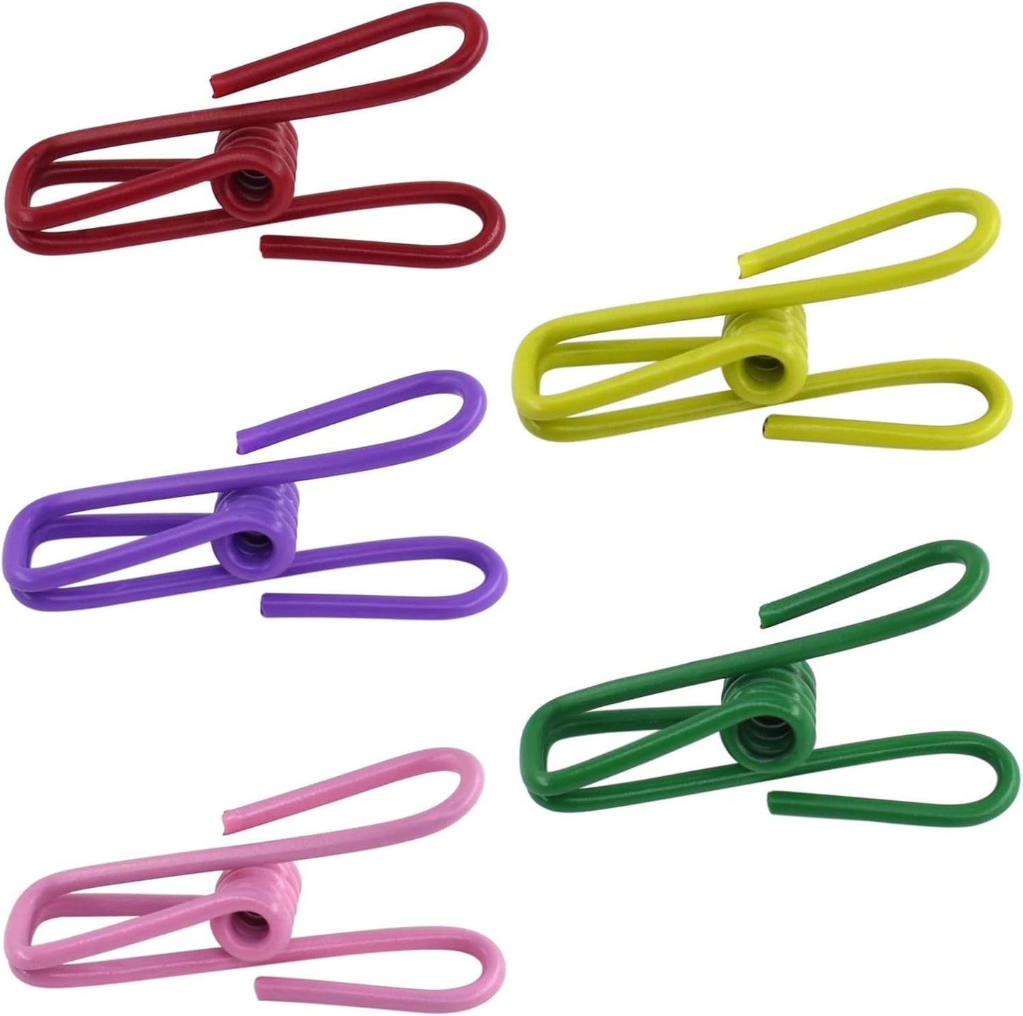 50 Packs Steel Wire Clips Vinyl Plastic Coated Multi-Function Colored Utility Clothesline Clip for