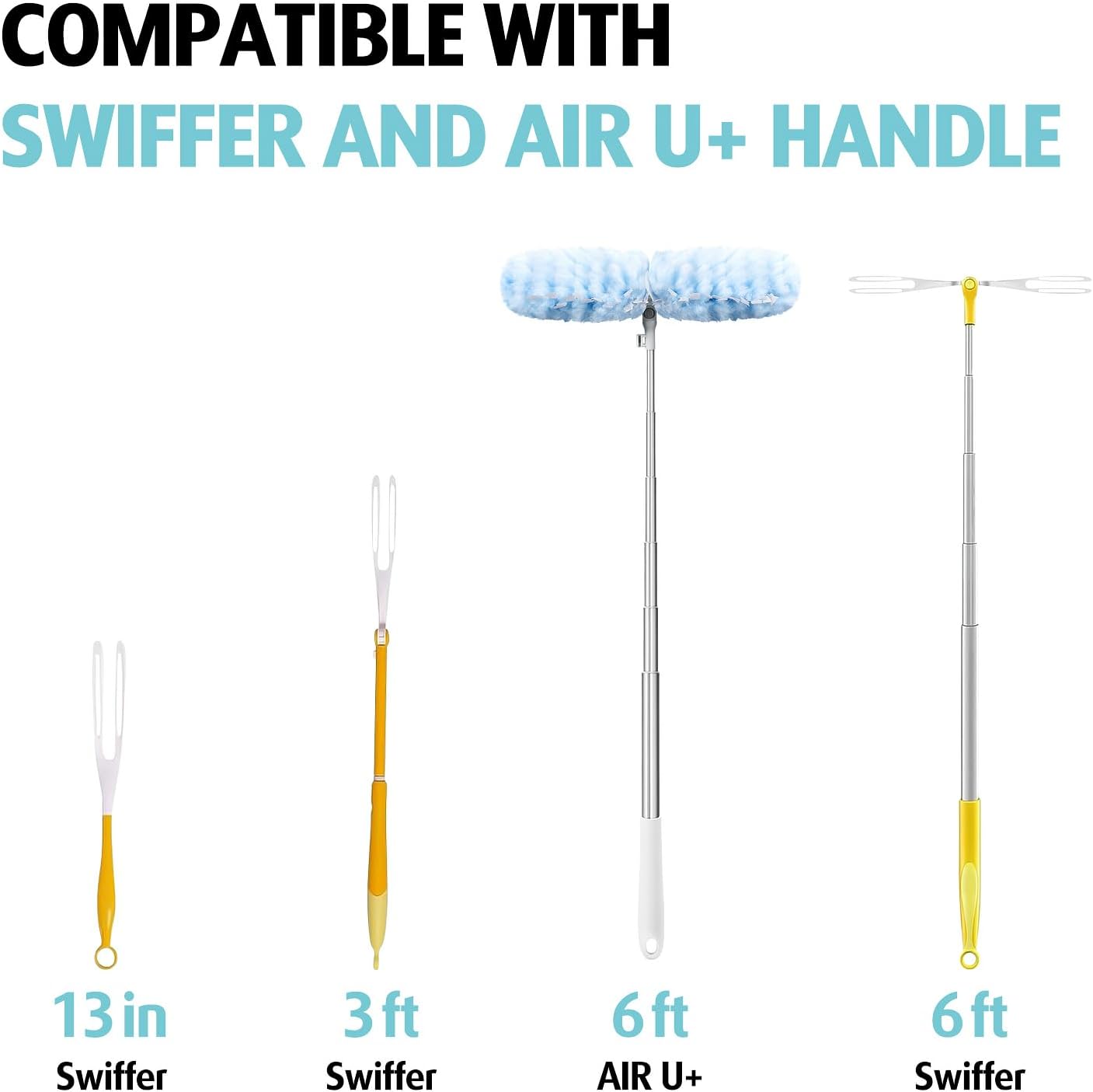6ft Extendable Duster Handle with 40 Pcs, Compatible with Swiffer Duster, Disposable Microfiber