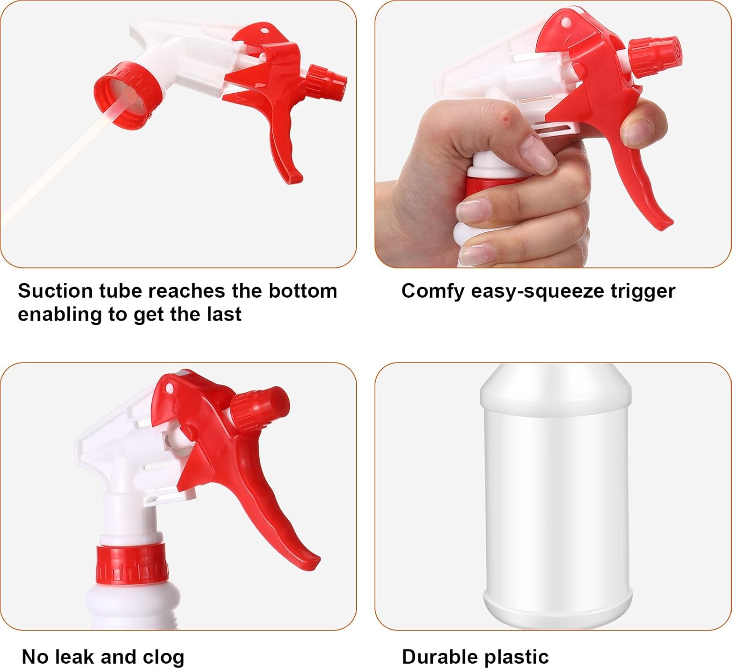 Eccliy 12 Pcs 16 Oz Plastic Spray Bottle, Adjustable Empty Reusable Sprayer for Cleaning, Planting