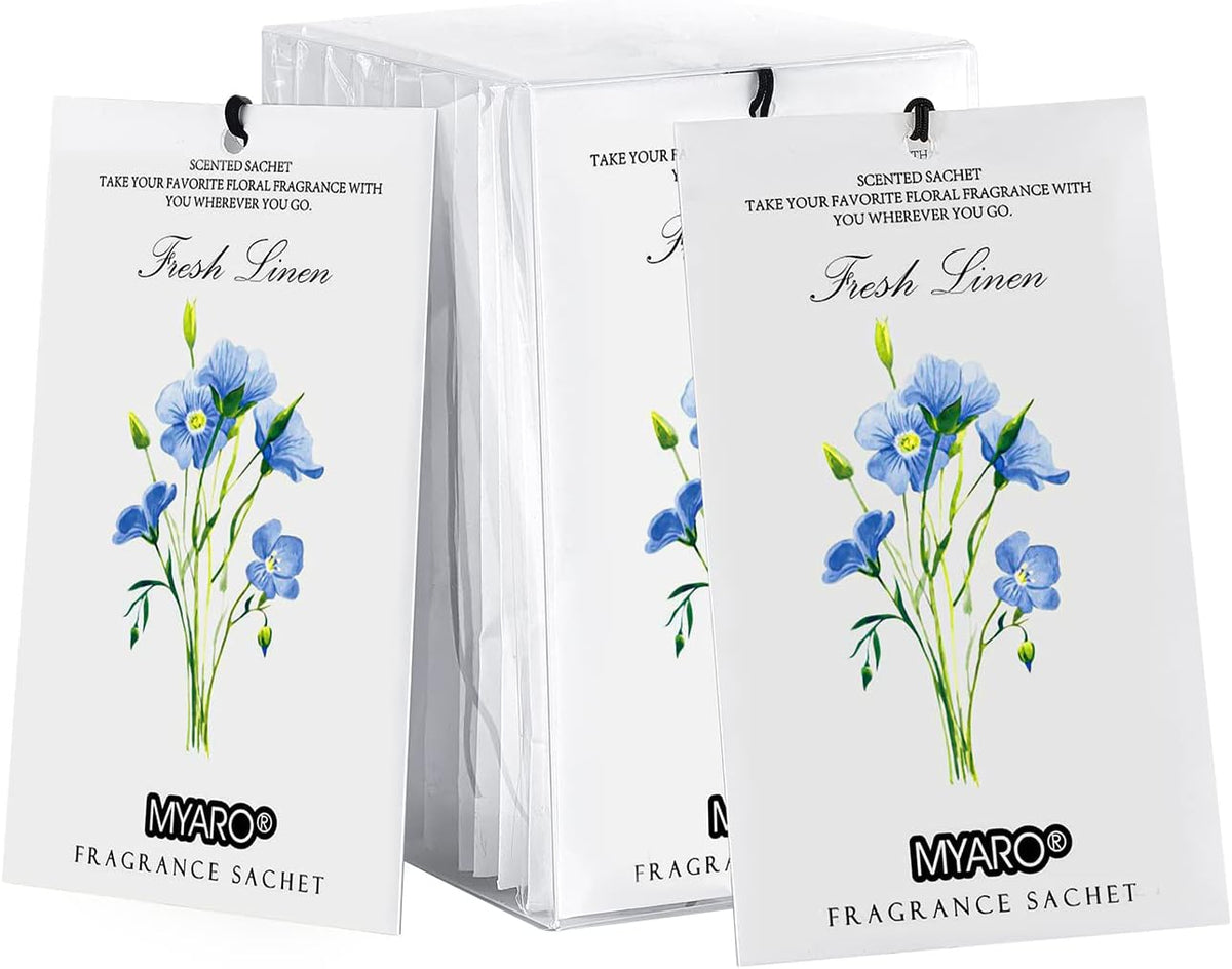 MYARO 12 Packs Linen Scented Sachets for Drawer and Closet, Long-Lasting Sachets Bags Air Freshener