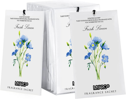 MYARO 12 Packs Linen Scented Sachets for Drawer and Closet, Long-Lasting Sachets Bags Air Freshener