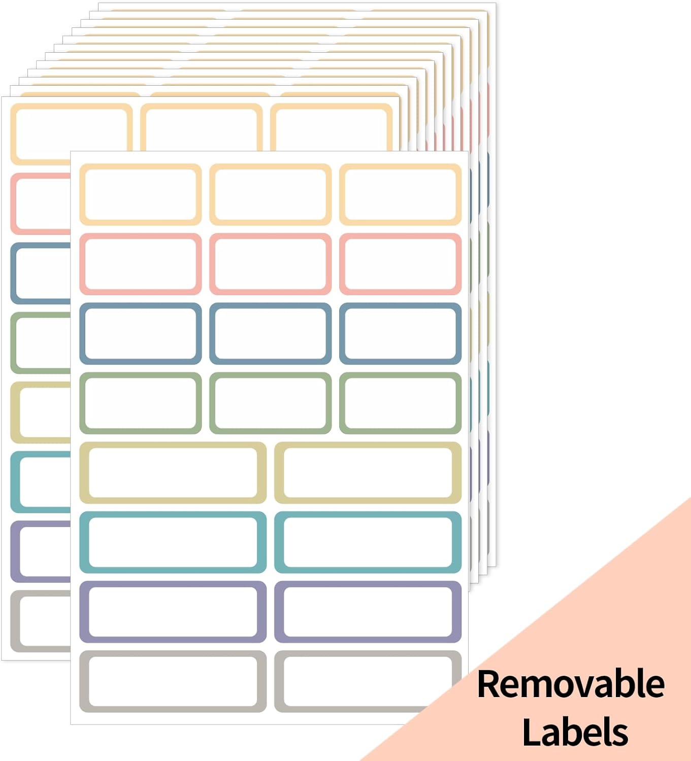 STARLIBOO Removable Labels, Removable Colored Labels Stickers, Self-Adhesive Rectangular Stickers