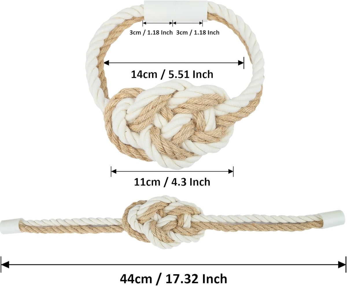 4 Pack Natural Jute Magnetic Curtain Tiebacks, Boho Rustic Style Decorative Curtain Ties Backs for