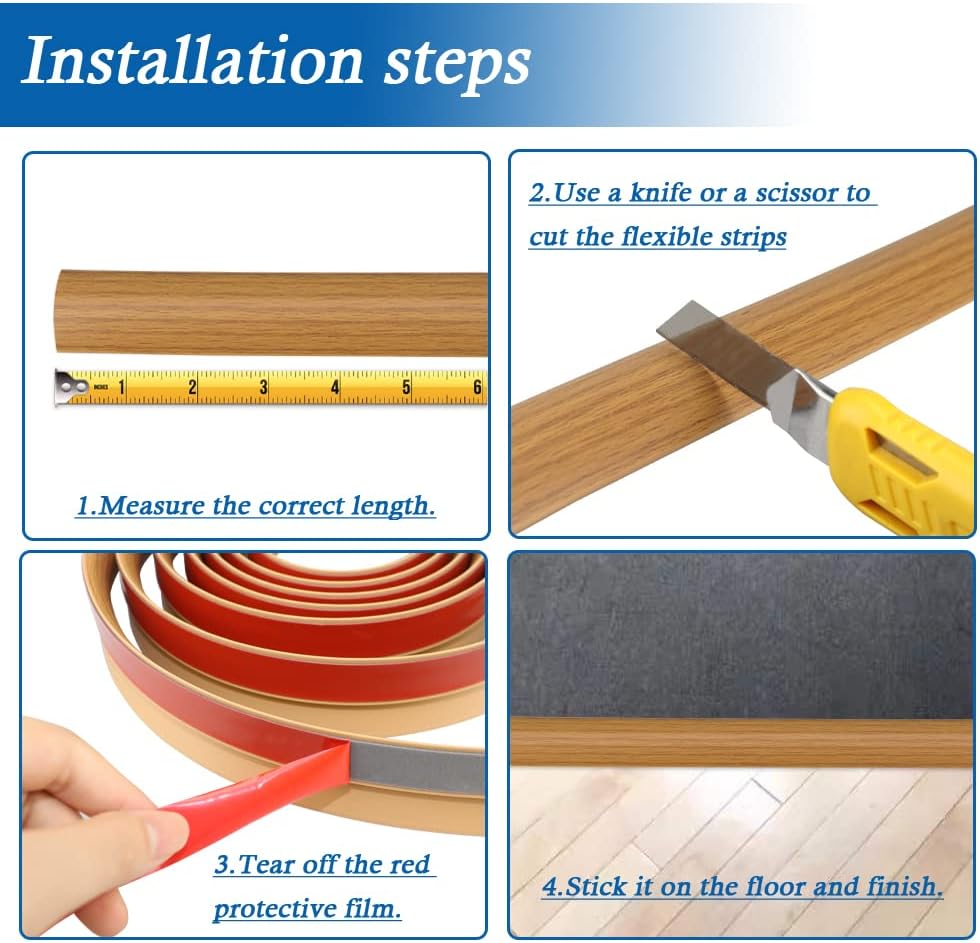 Floor Transition Strip Self Adhesive Carpet & Flooring Transitions Edging Trim Strip PVC Threshold