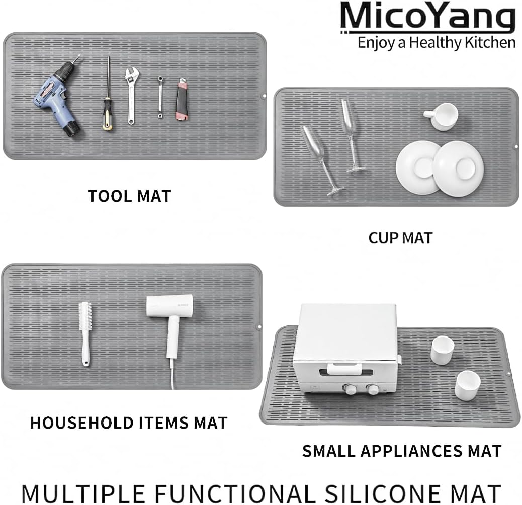 Silicone Dish Drying Mat for Multiple Usage,Easy clean,Eco-friendly,Heat-resistant Silicone Mat for