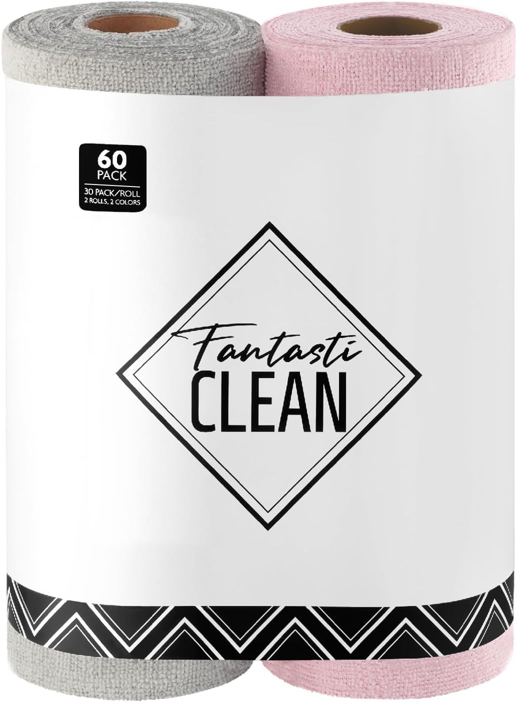 Fantasticlean Microfiber Cleaning Cloth Roll -60 Pack, Tear Away Microfiber Towels, 12" x 12"