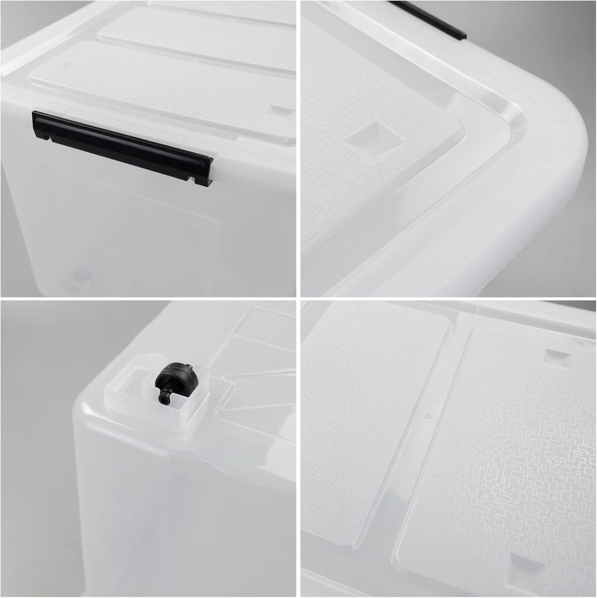 4 Packs 70L Large Plastic Storage Container with Wheels and Latching Lid, Stackable Storage
