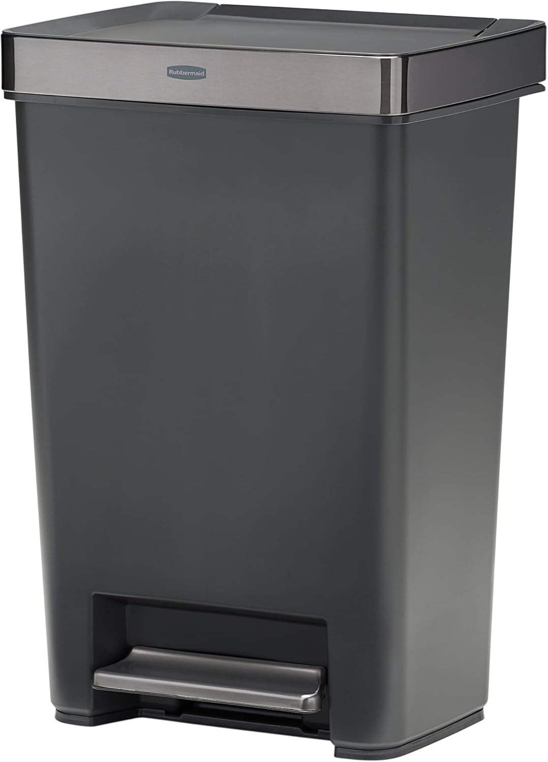 Rubbermaid Premier Series III Step-On Trash Can for Home and Kitchen, with Stainless Steel Rim