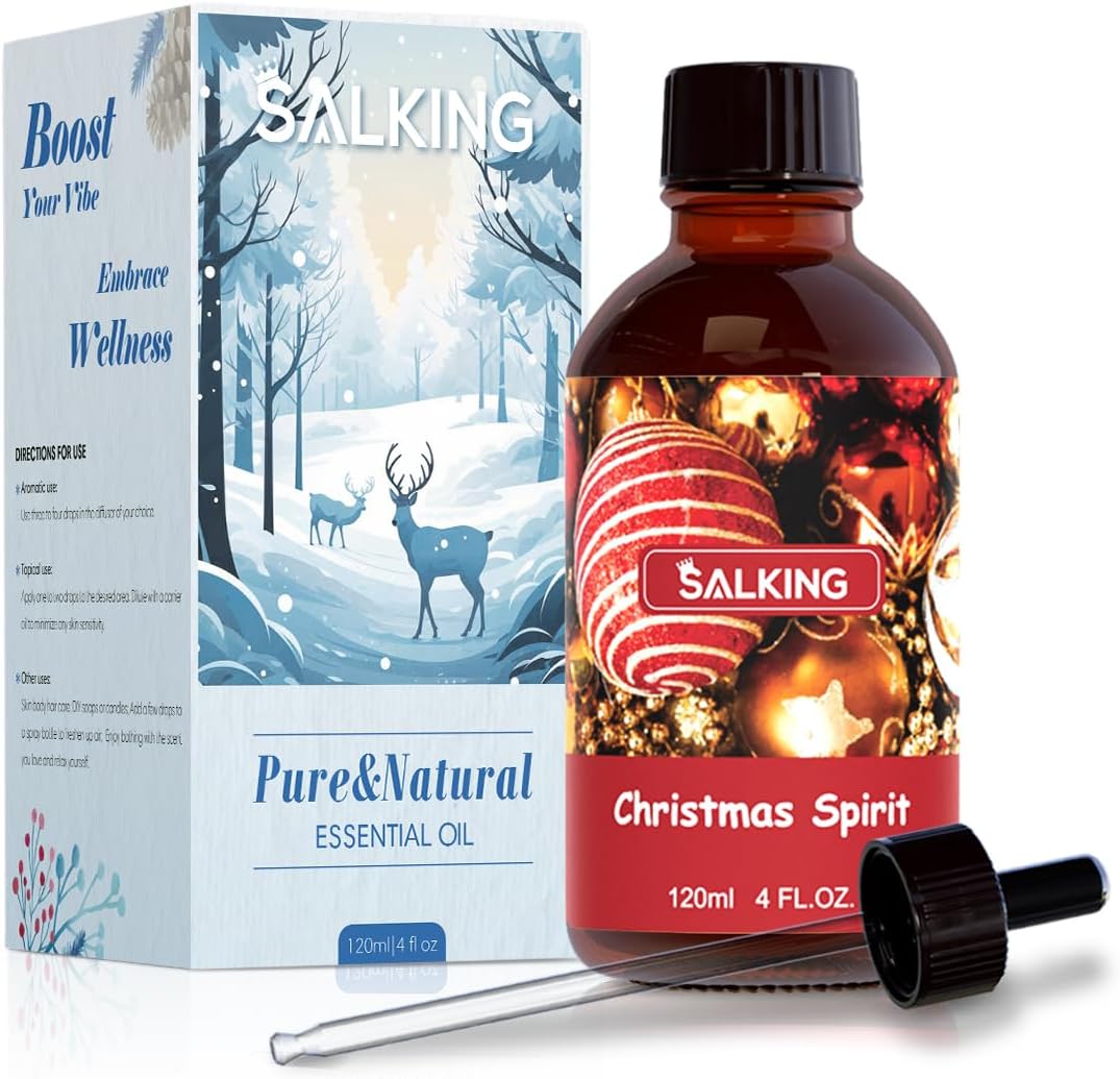 SALKING Christmas Spirit Fragrance Oil, 120ml (4 Fl Oz) Premium Essential Oils for Diffuser, Candle
