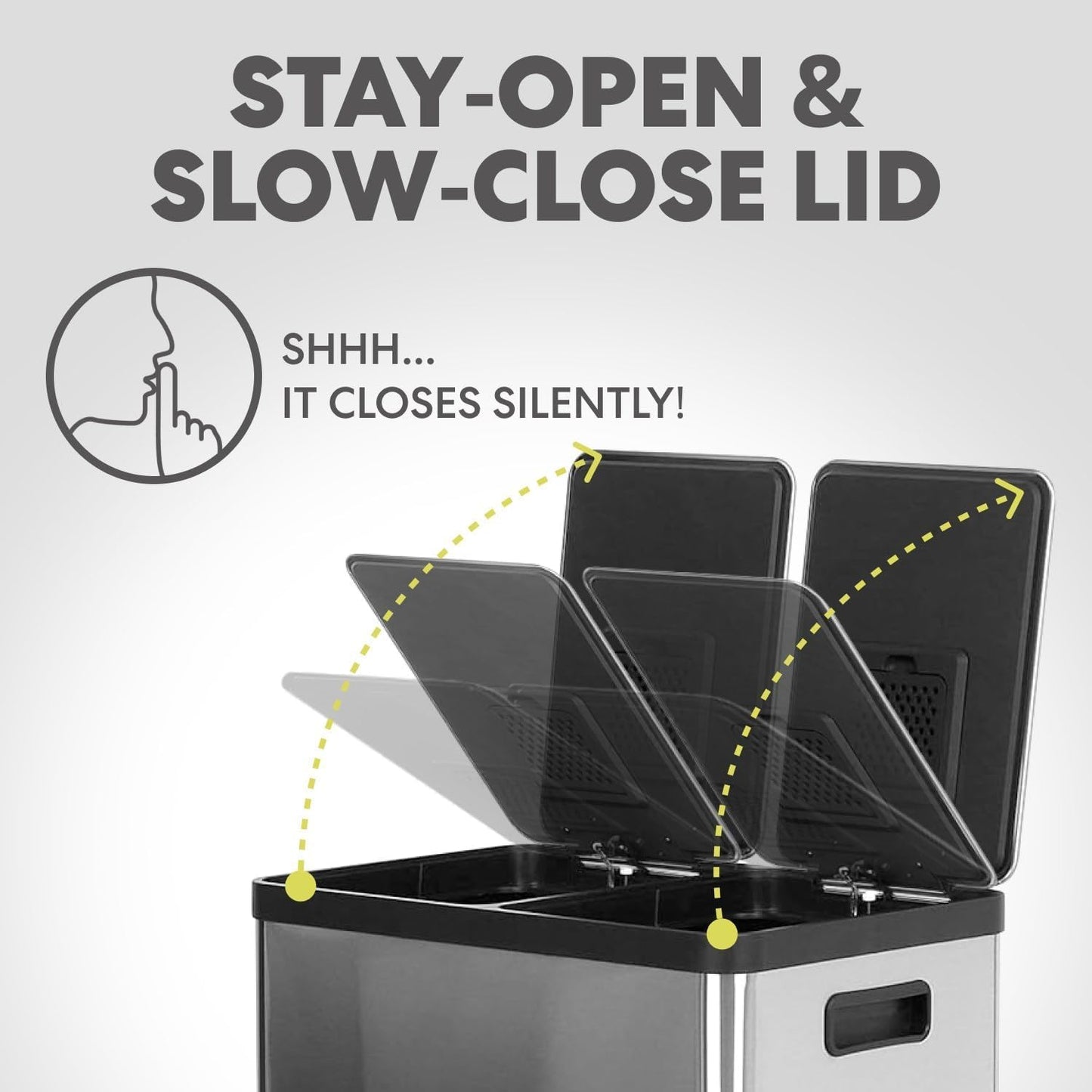 Simpli-Magic 16 Gallon (30L x 30L) Dual Compartment Step Trash Can – Kitchen Garbage Can with