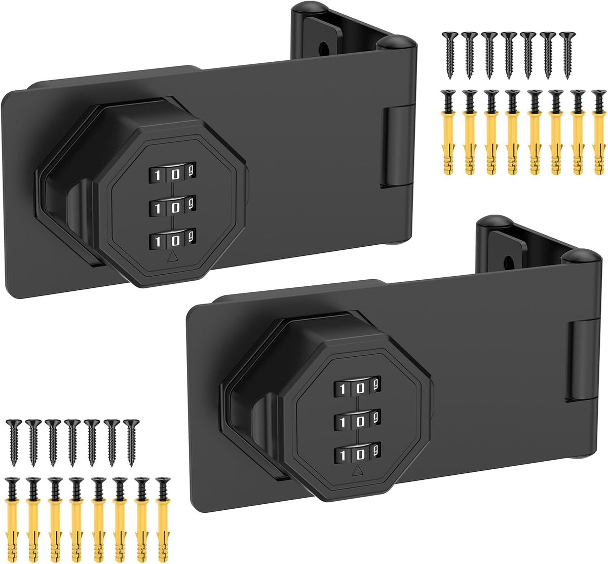 90 Degree 3-Digit Combination Cabinet Lock, Zinc Alloy Keyless Folding Hasp Lock Latch, Password