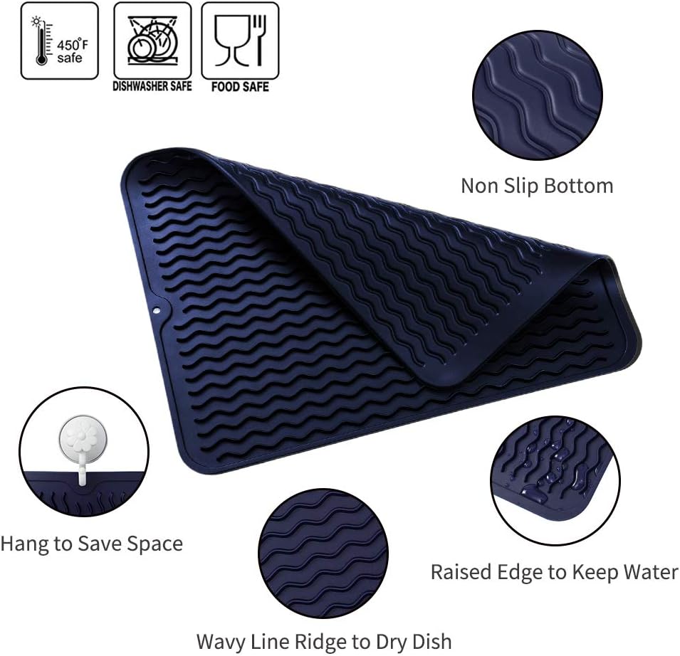 Silicone Dish Drying Mat for Multiple Usage,Easy clean,Eco-friendly,Heat-resistant Silicone Mat for