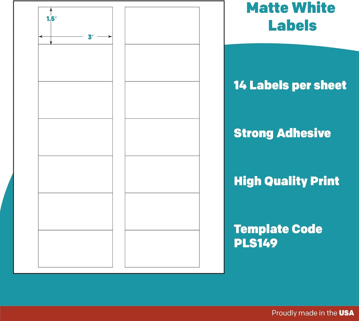 Premium Label Supply White Sticker Bottle Labels – 3" x 1.5" – Laser/Inkjet Compatible – (14 per