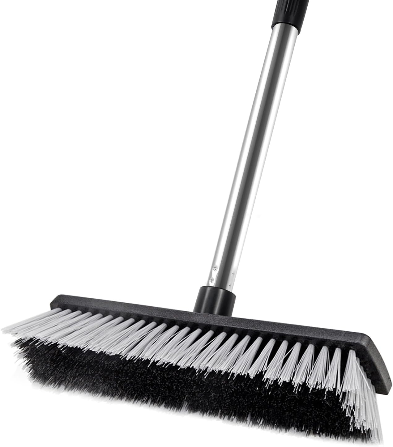 LandHope Hard Bristle Deck Broom Adjustable Long Handle Scrub Brush Heavy Duty Concrete Push Broom