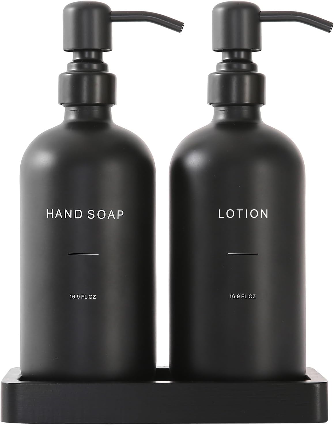 Black Soap Dispenser Bathroom Set, Soap and Lotion Dispenser Set with Stainless Steel Pump, Perfect
