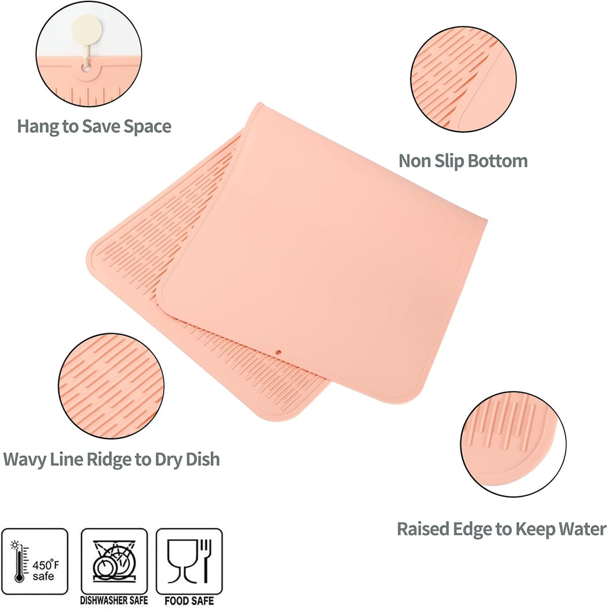 Silicone Dish Drying Mat for Multiple Usage,Easy clean,Eco-friendly,Heat-resistant Silicone Mat for