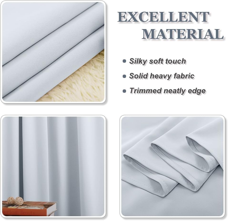 PONY DANCE Greyish White Room Darkening Kitchen Curtains 2 Panels Set,Thermal Insulated Small