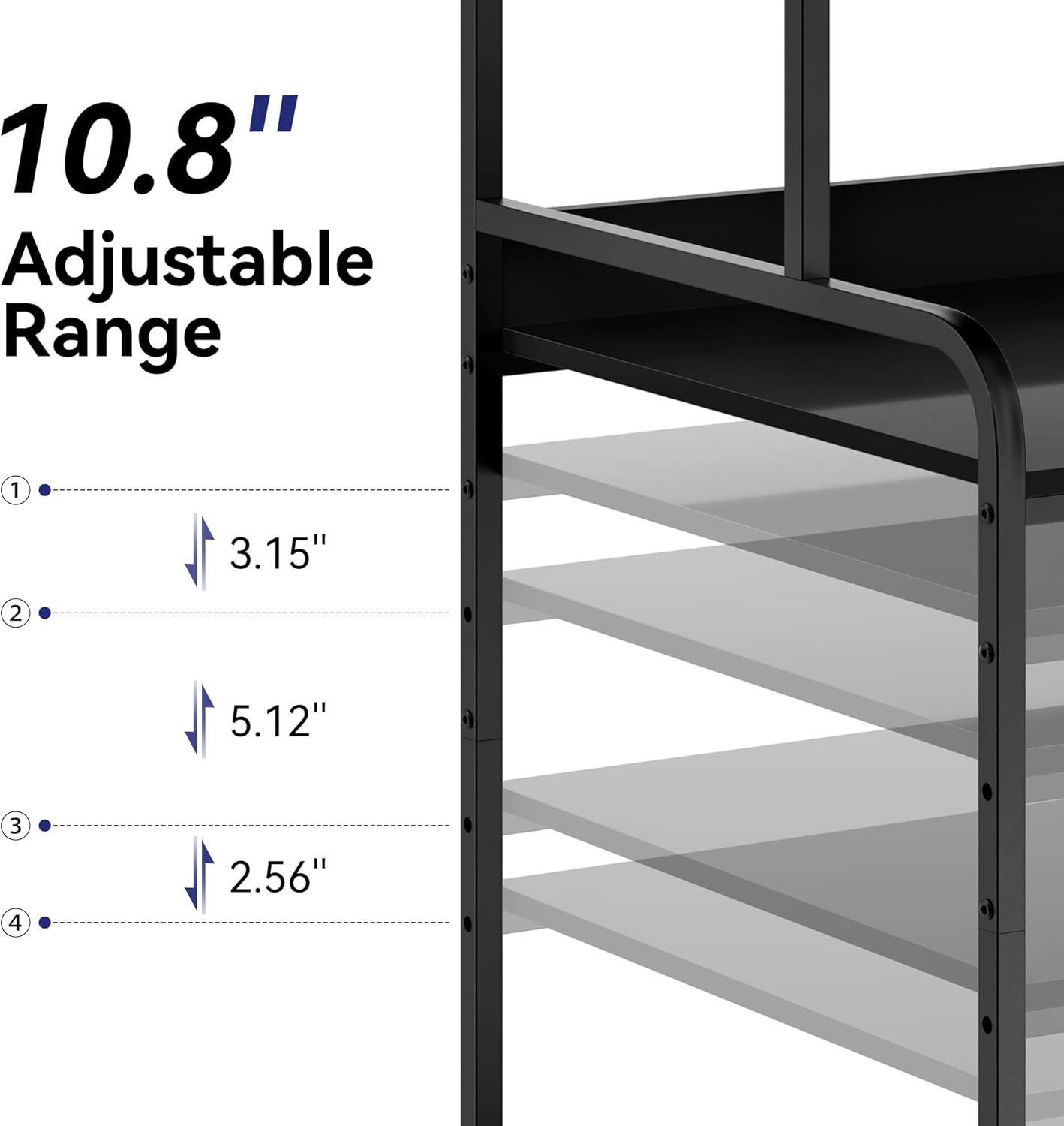 Extra Tall & Large Printer Stand, 24" x 24"x 46'' Height 4 Tier Metal Printer Table for Home