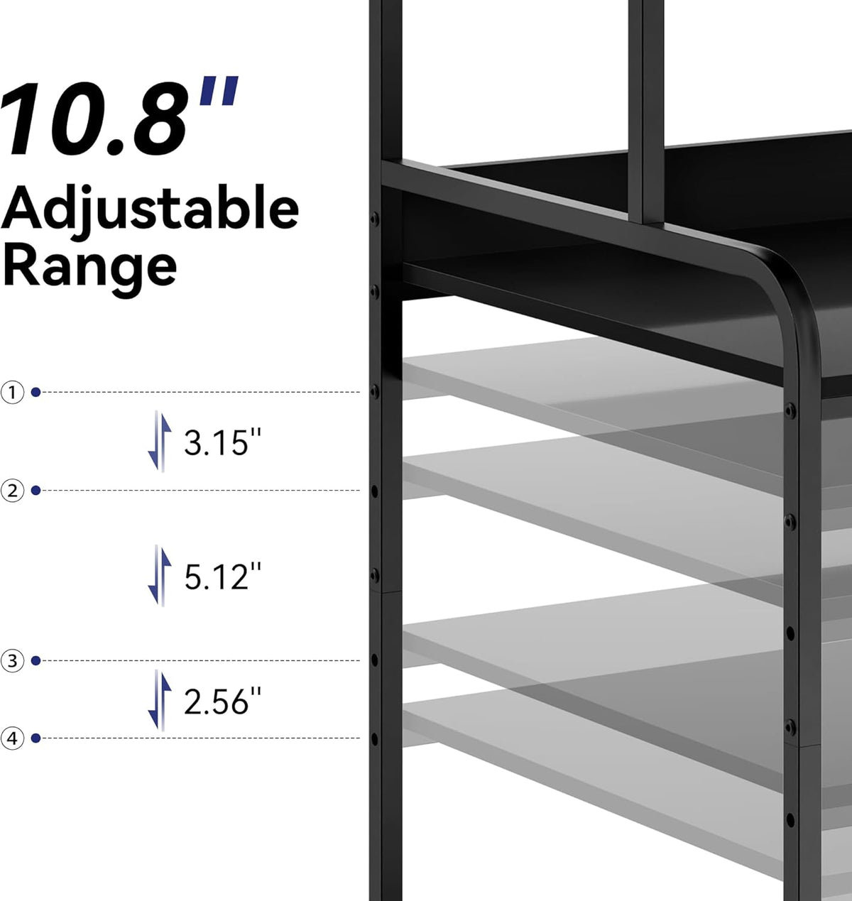 Extra Tall & Large Printer Stand, 24" x 24"x 46'' Height 4 Tier Metal Printer Table for Home