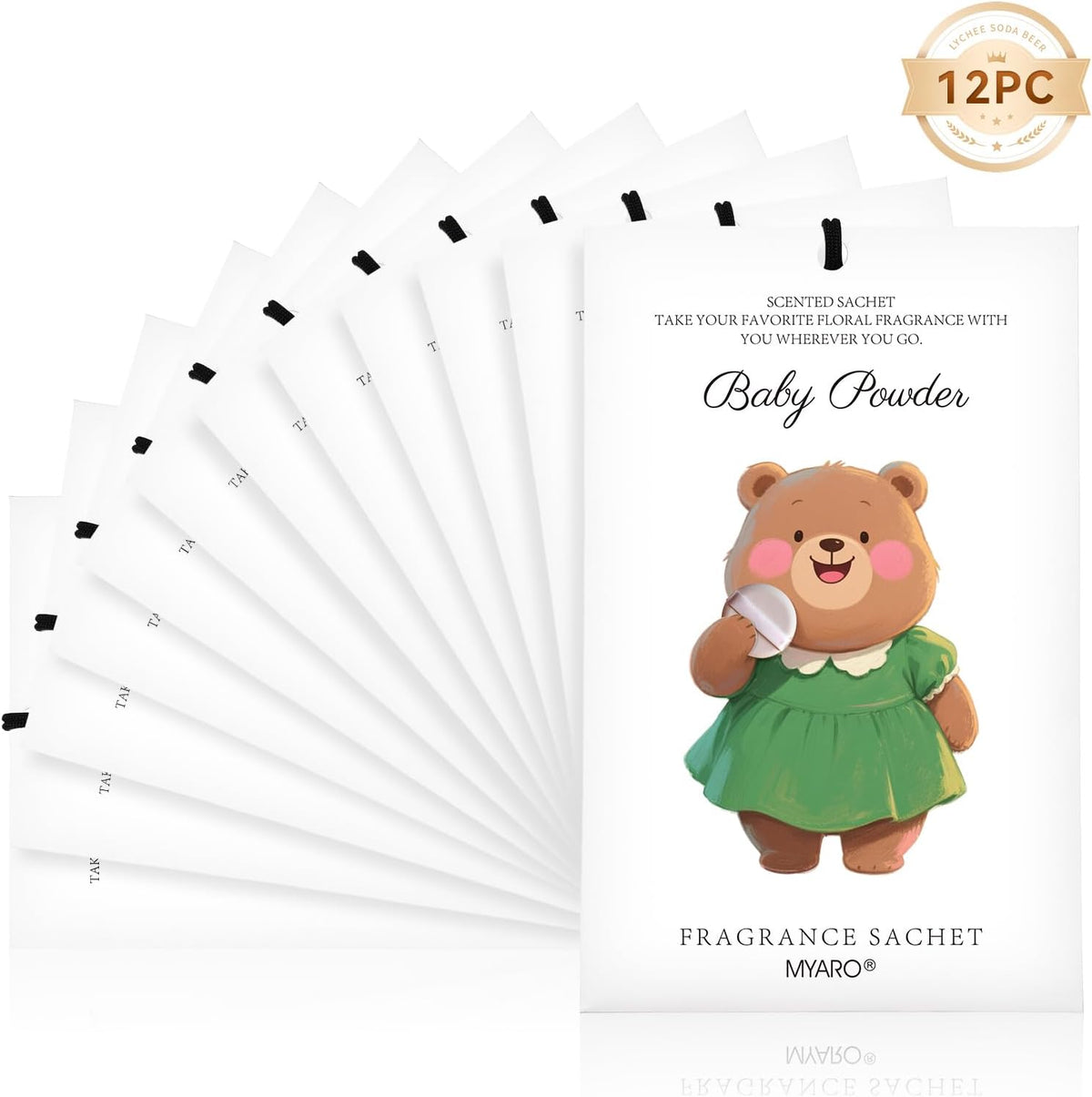 MYARO 12 Packs Baby Powder Scent Sachets Room Air Freshener for Closet Drawer Clothes Storage Small