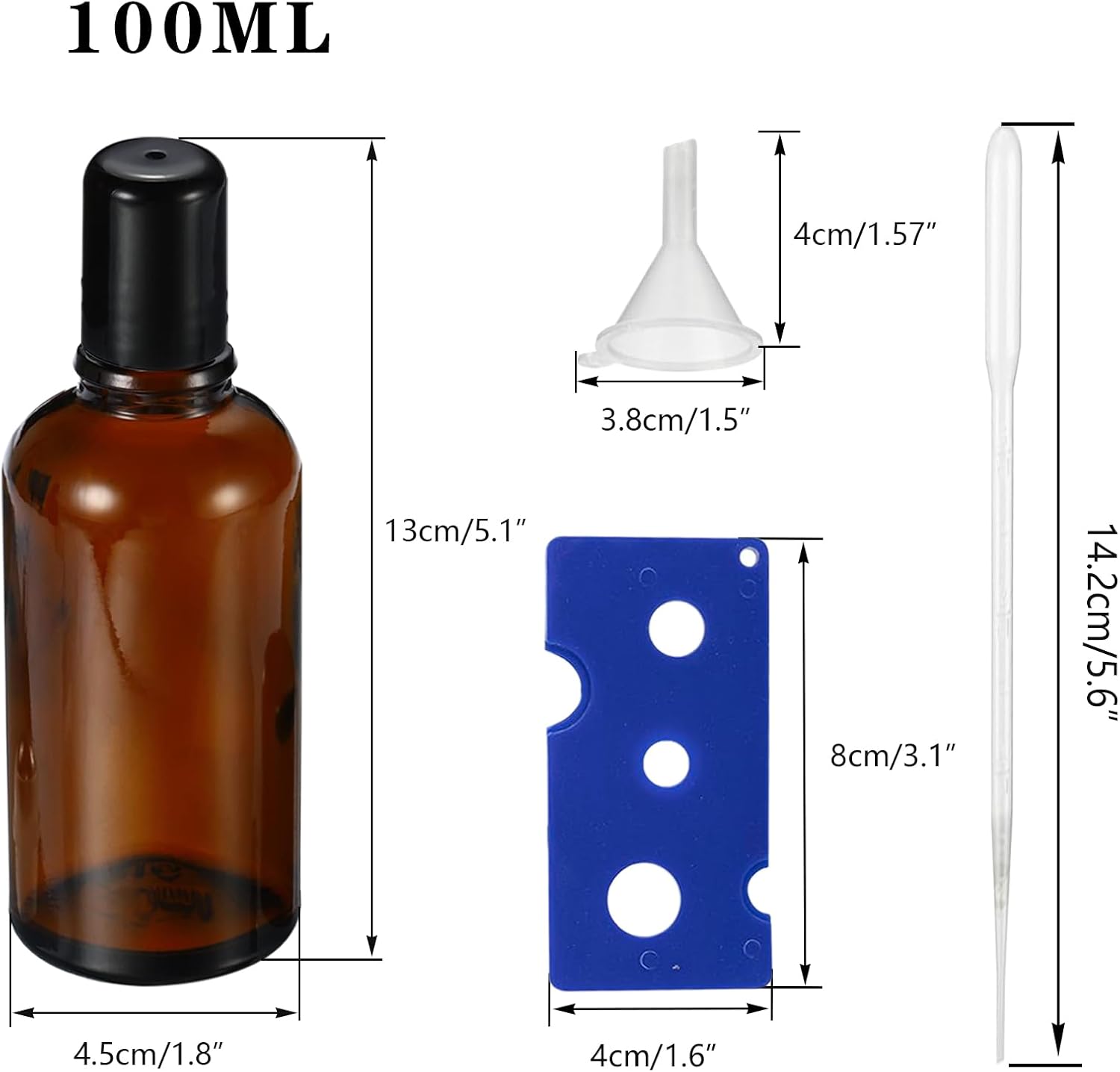 100ML Roller Bottles for Essential Oil, 3 Pack Empty Amber Glass Roller Bottle for Perfume Oil