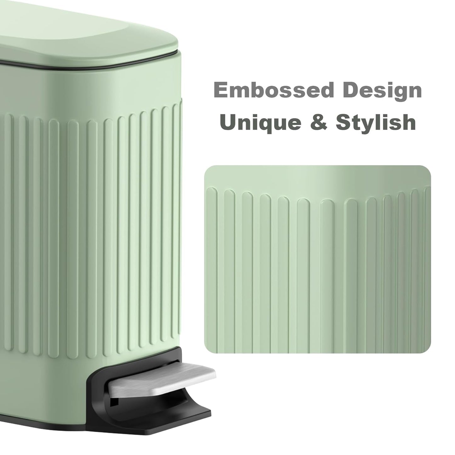 TrashAid Slim Bathroom Trash Can with Lid Soft Close, 6 Liter/1.6 Gallon Stainless Steel Small