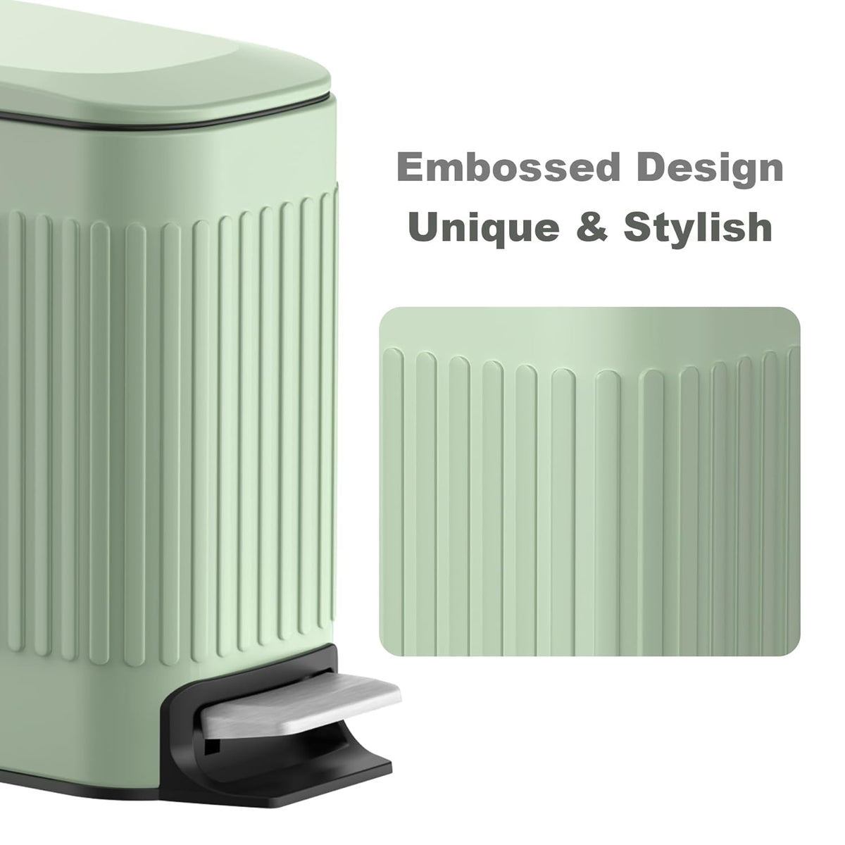 TrashAid Slim Bathroom Trash Can with Lid Soft Close, 6 Liter/1.6 Gallon Stainless Steel Small