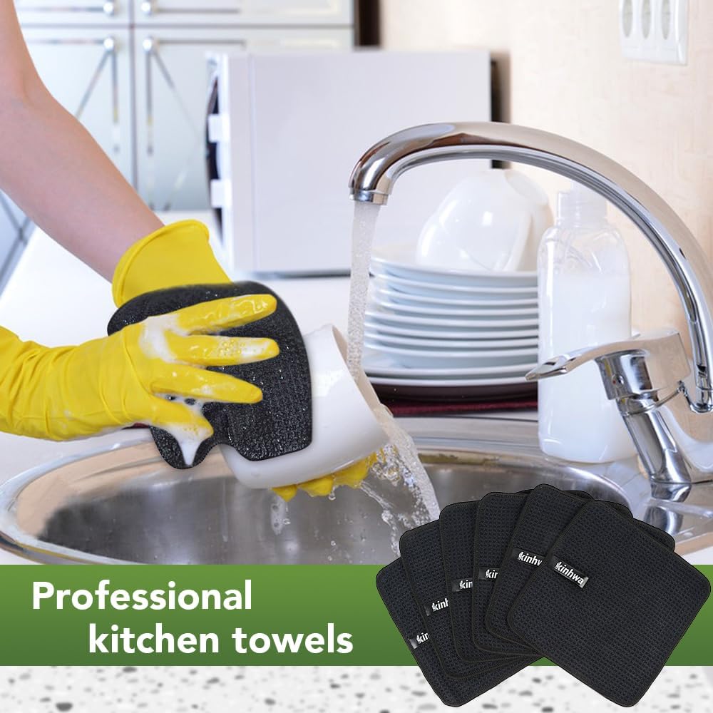 KinHwa Waffle Kitchen Towels for Washing Dishes Microfiber Dish Towels for Kitchen Ultra Soft