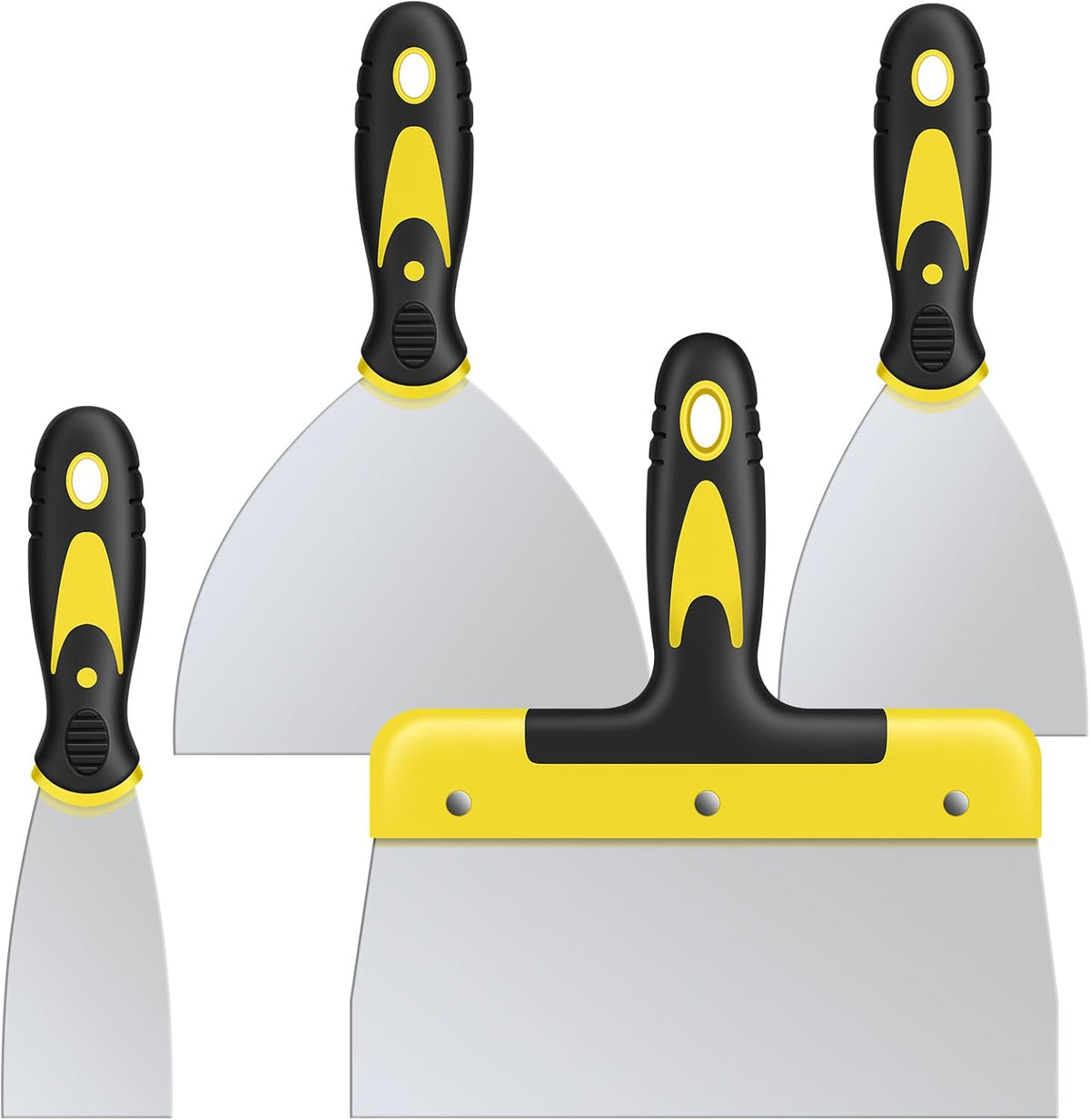 DEKEones Putty Knife Set, 4PCS Stainless Steel Scraper Paint Tool with Comfortable Grip for Drywall