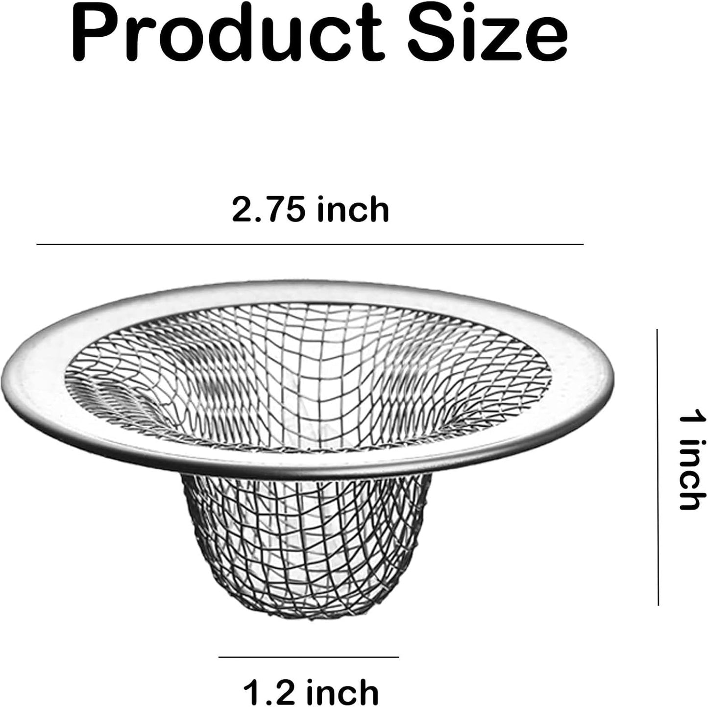 10PCS Mesh Sink Drain Strainer Bathroom, 2.75" Stainless Steel Slop Basket Filter Trap Hair