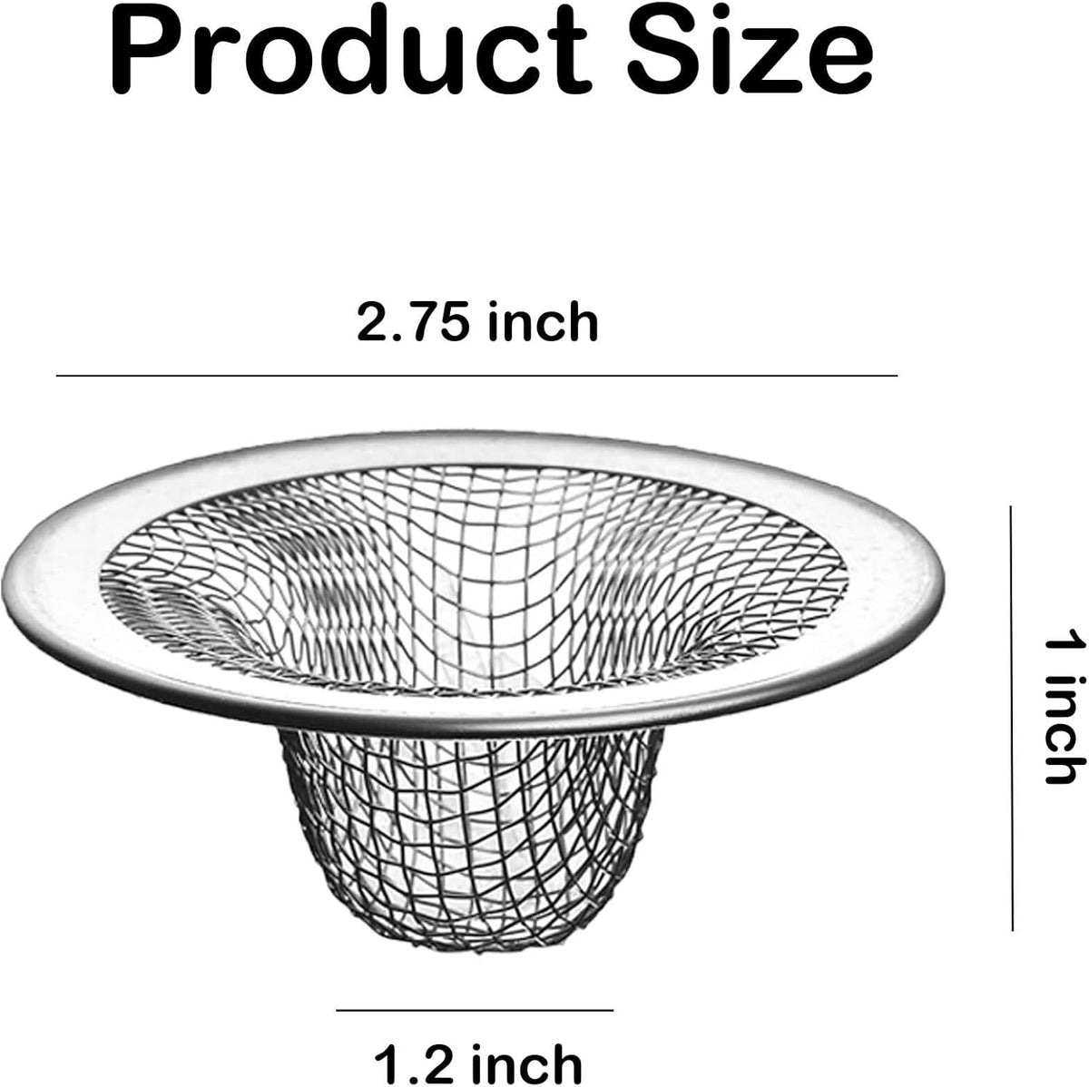 10PCS Mesh Sink Drain Strainer Bathroom, 2.75" Stainless Steel Slop Basket Filter Trap Hair