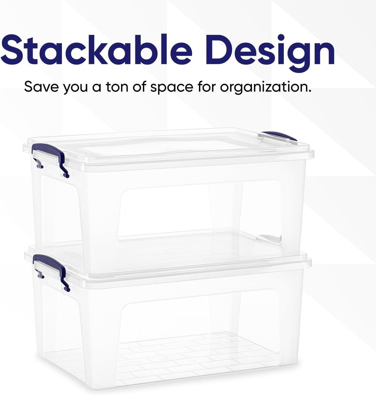 Superio Storage Bins with Lids, Clear Plastic Containers for Organizing, Stackable Totes, BPA Free