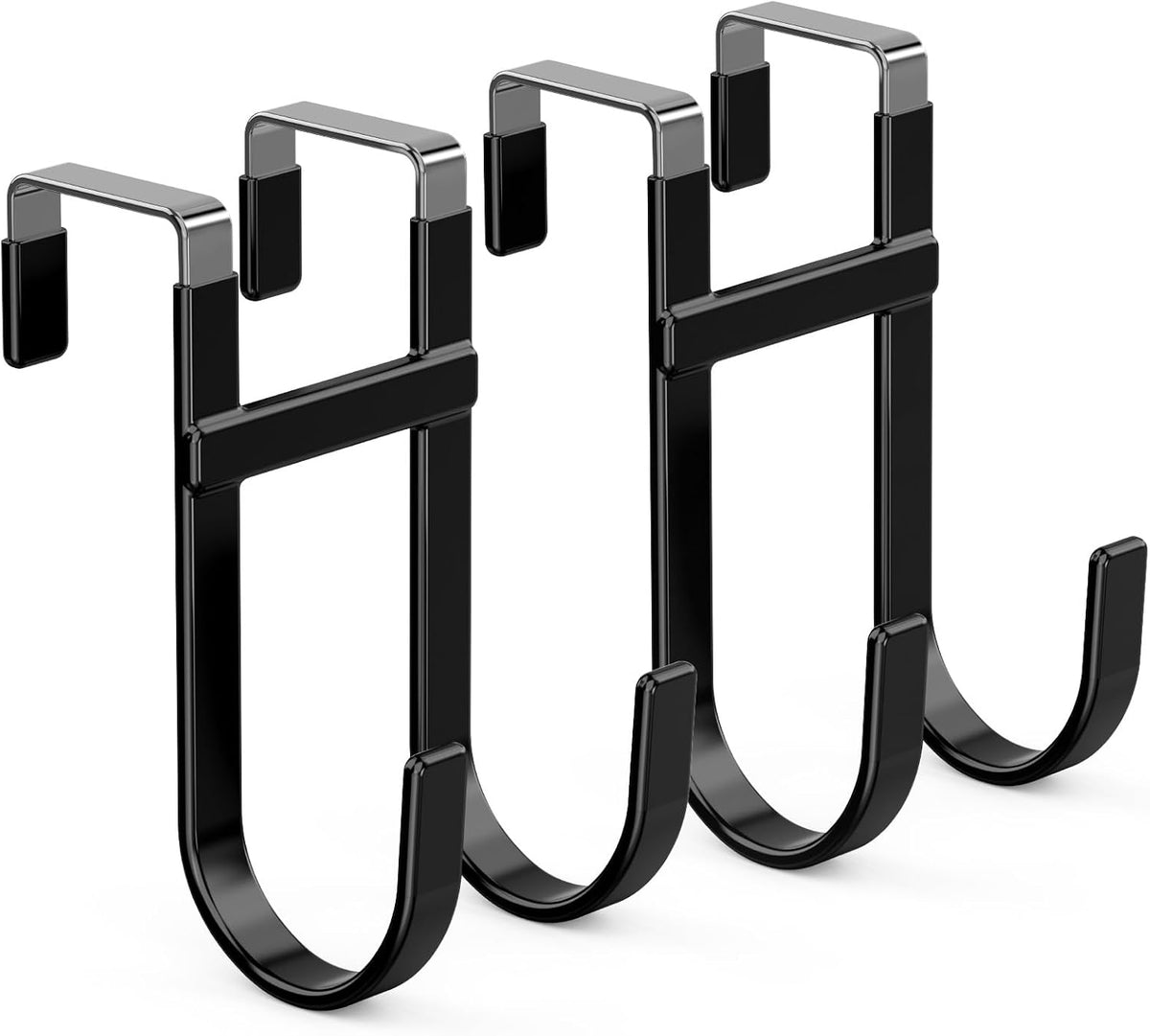 FYY Over The Door Hooks - 2 Pack Heavy Duty Dual-Hook Organizer Hanger with Non-Slip Rubber for