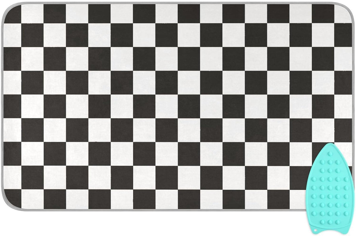 Checkered Black Ironing Mat Thickened Ironing Blanket Travel Portable Double-Side Using Ironing Pad