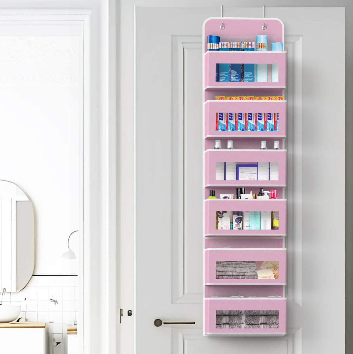 Simple Houseware 6 Clear Window Pocket Over Closet Door Storage Hanging Organizer for Bedroom