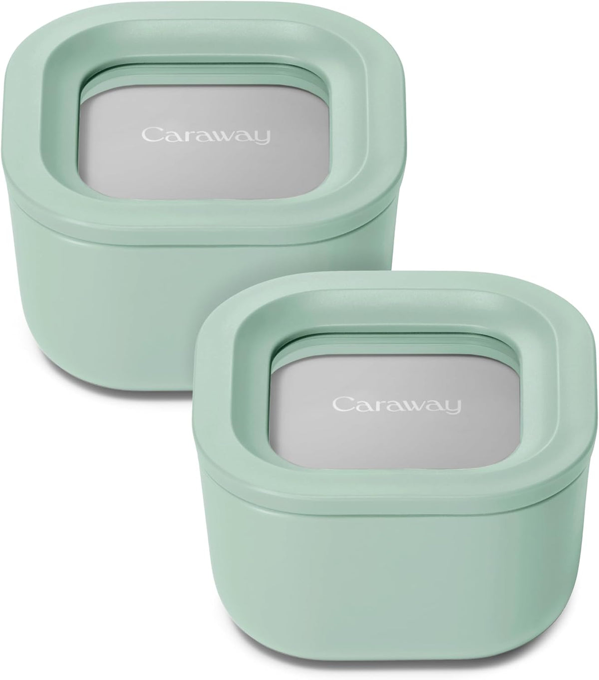 Caraway 2pc Glass Food Storage Set - 1.75 Cup Food Containers (2) - Non-Toxic Ceramic-Coated Glass