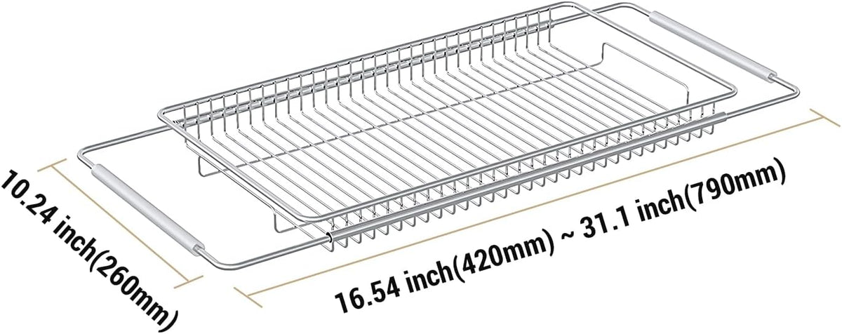 Dish Drying Rack, Stainless Steel Extendable Organizer for Kitchen Counter, Dish Dryer Rack for