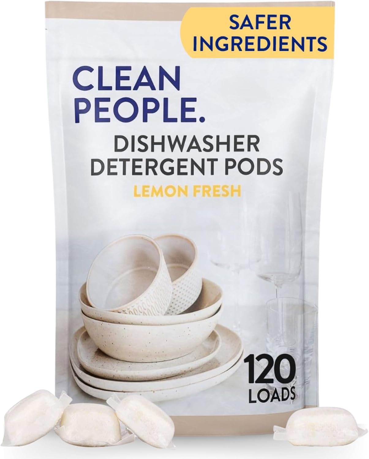 The Clean People Dishwasher Pods - Cuts Grease & Rinses Sparkling Clean - Residue-Free - Phosphate