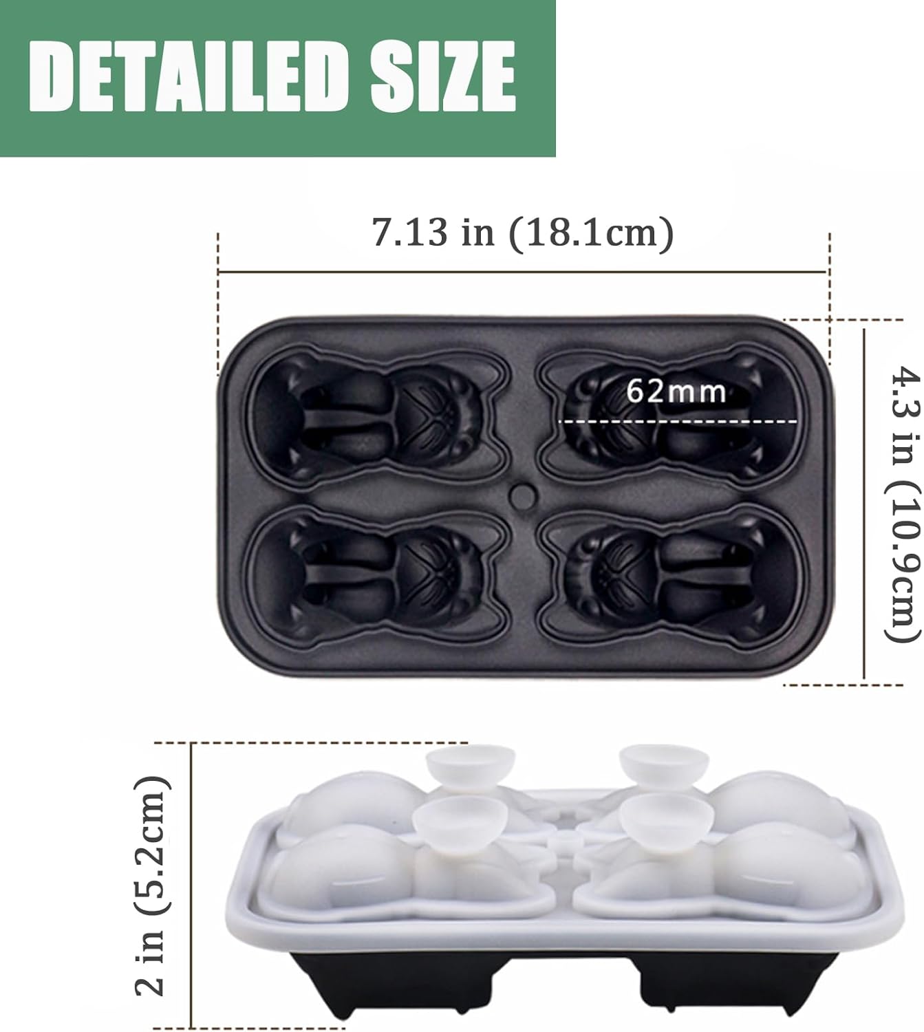 French Bulldog Gifts 3D Ice Cube Mold, Admaison Ice Cube Tray with Funnel for Cocktails
