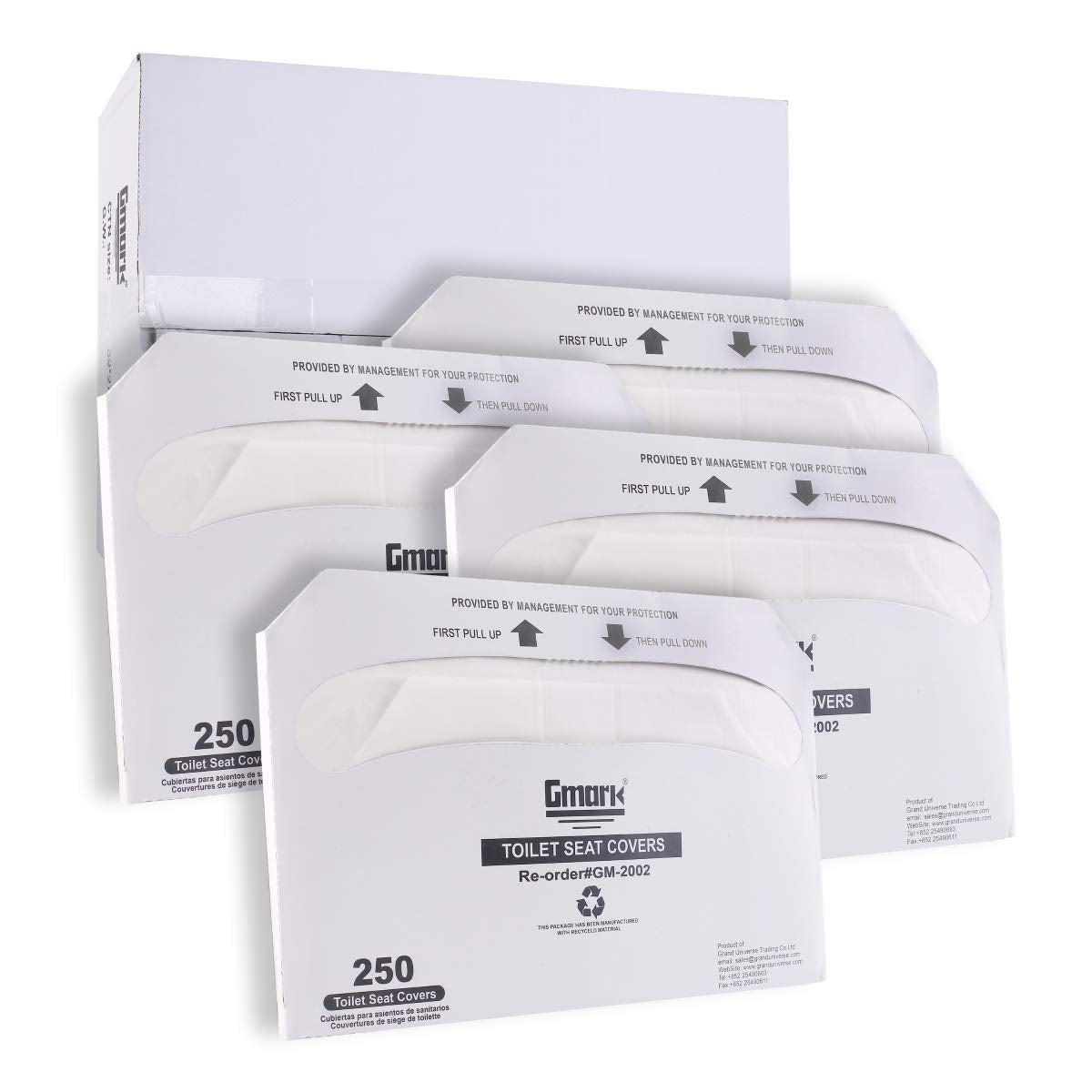 Gmark Paper Toilet Seat Covers - Thick Strength 100% Virgin Paper Disposable Half-Fold Toilet Seat