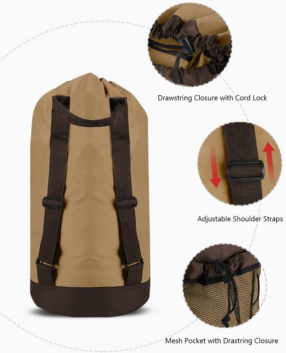 Dalykate Backpack Laundry Bag, Laundry Backpack with Shoulder Straps and Mesh Pocket Durable Nylon
