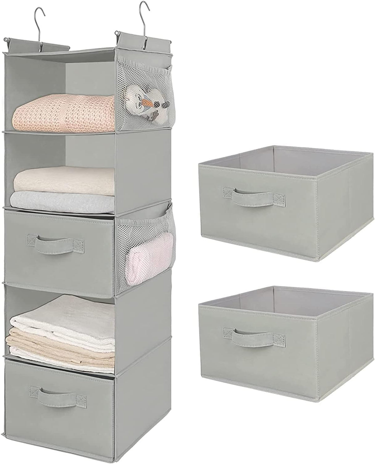 MAX Houser 5 Tier Shelf Hanging Closet Organizer, Cloth Hanging Shelf with 2 Sturdy Hooks for
