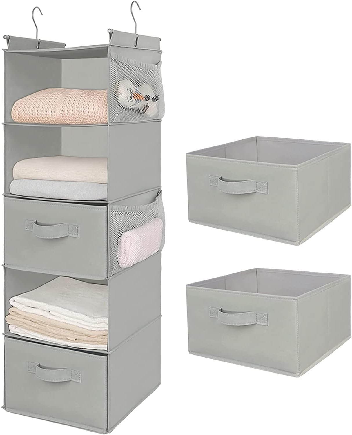 MAX Houser 5 Tier Shelf Hanging Closet Organizer, Cloth Hanging Shelf with 2 Sturdy Hooks for