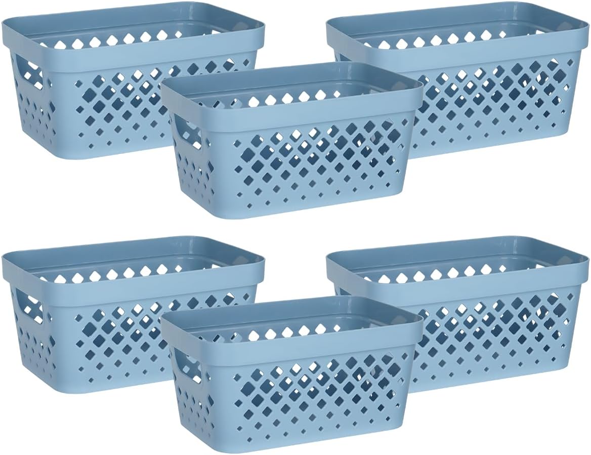 Glad Plastic Baskets for Organizing, Set of 6 | Pantry Storage for Under Counter, Linen Closet, and
